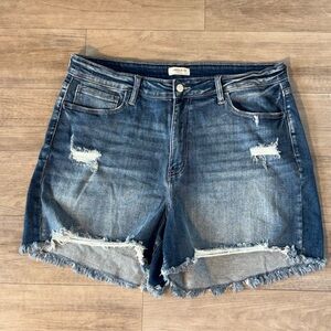 Articles Of Society Blue Jean Shorts Distressed Frayed Hem